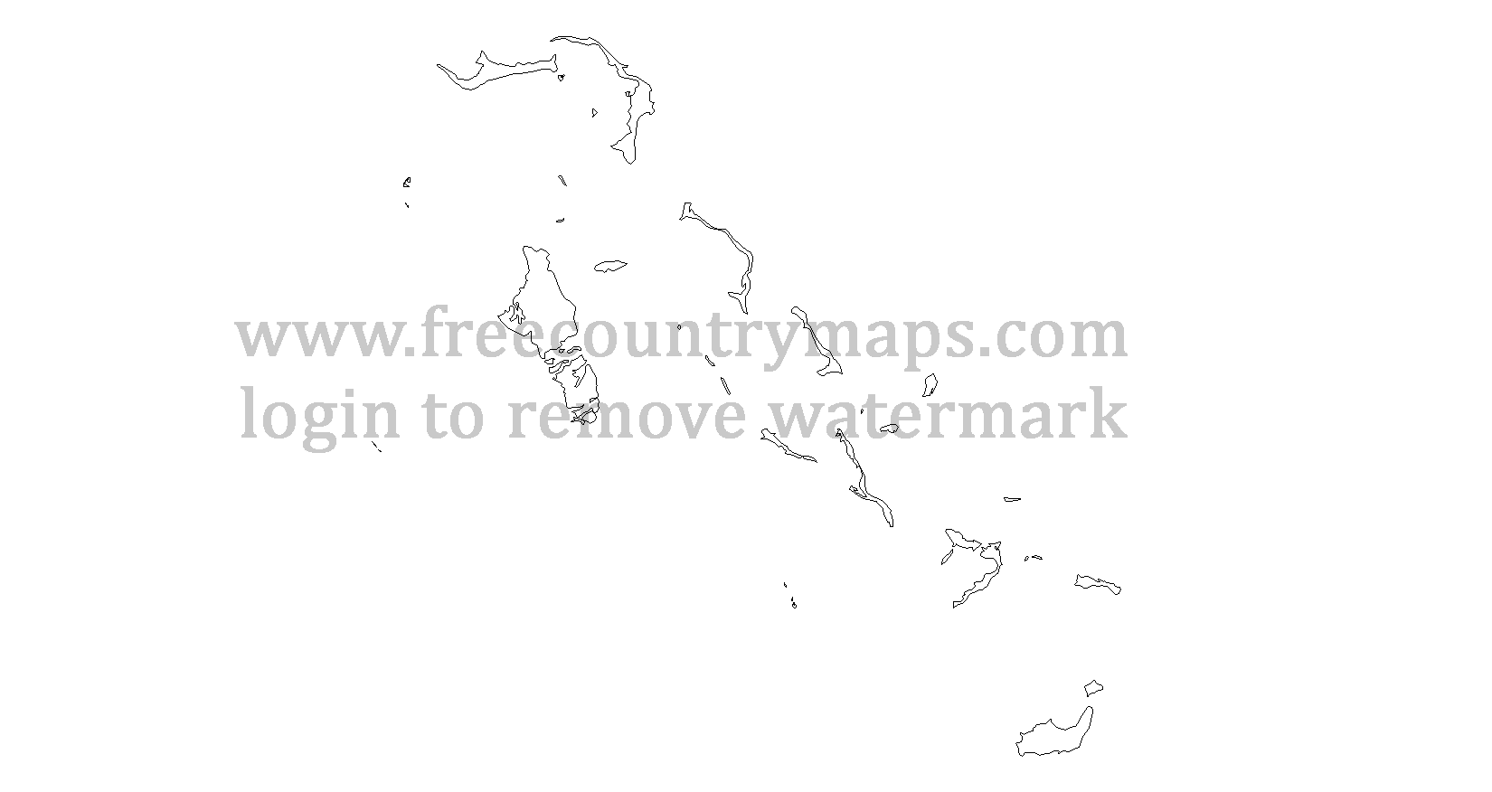 Bahamas Outline Map : Mercator