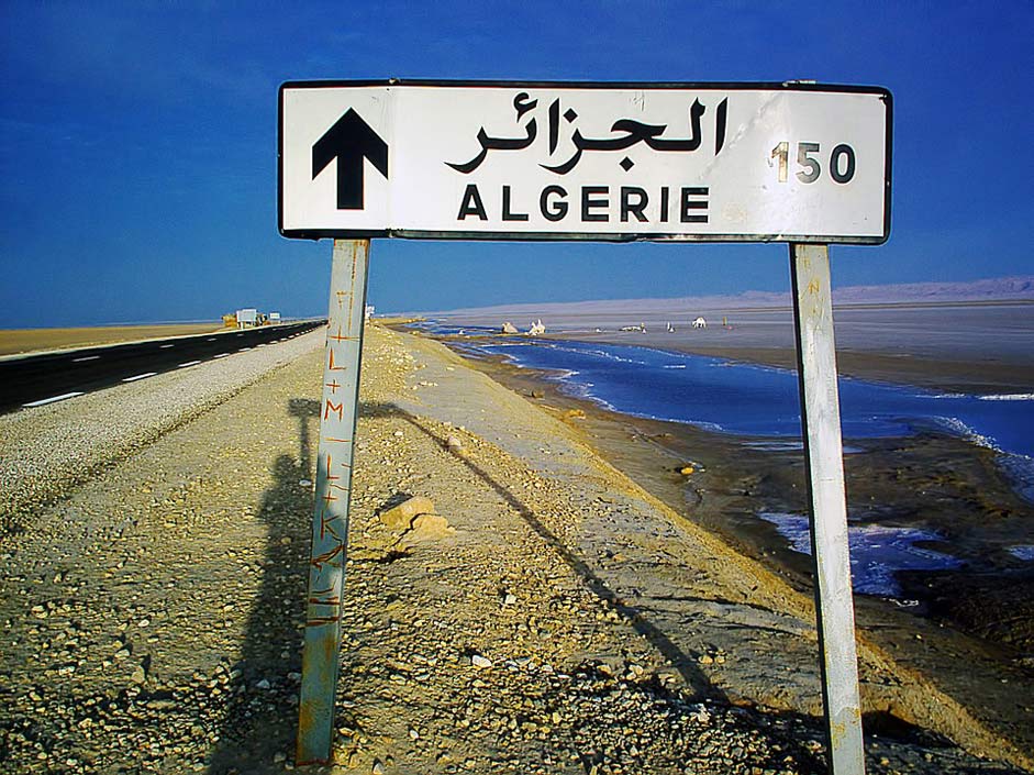 Road 150-Km Algeria Signpost