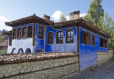 Revival-Style Wood-Windows Blue-House Village-House Picture