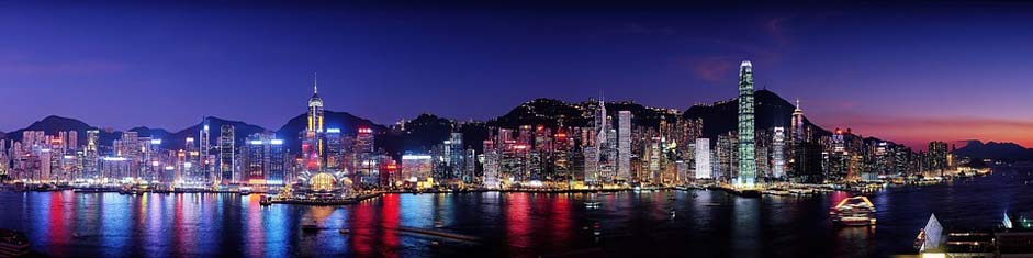 Architecture-Asia Night Skyline Hong-Kong