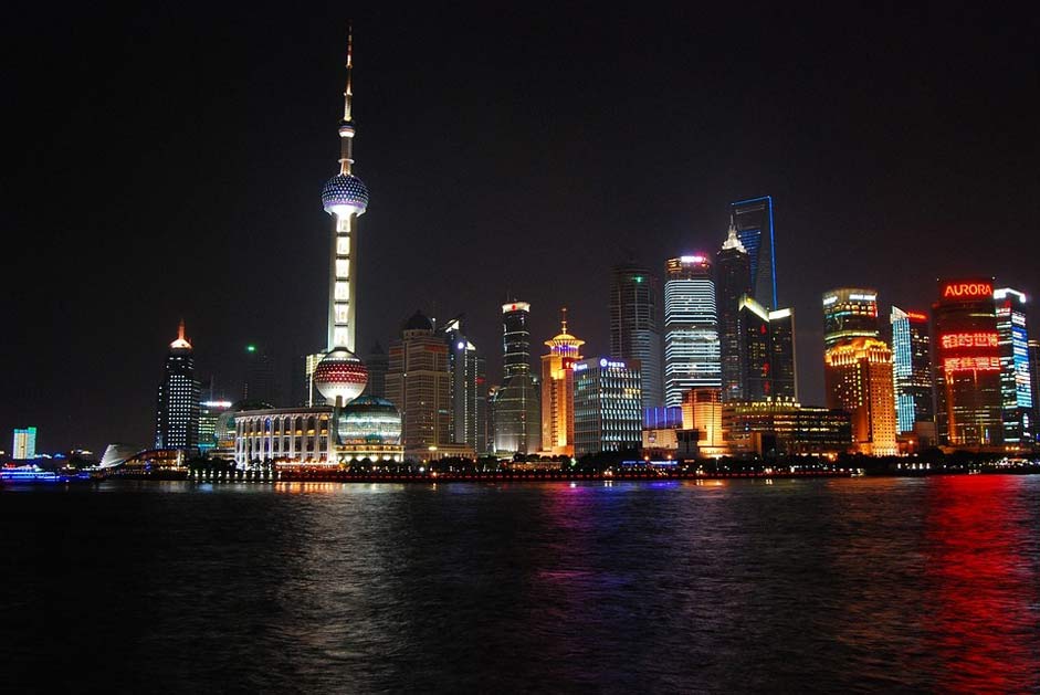 Water Night Cityscape Shanghai-Skyline