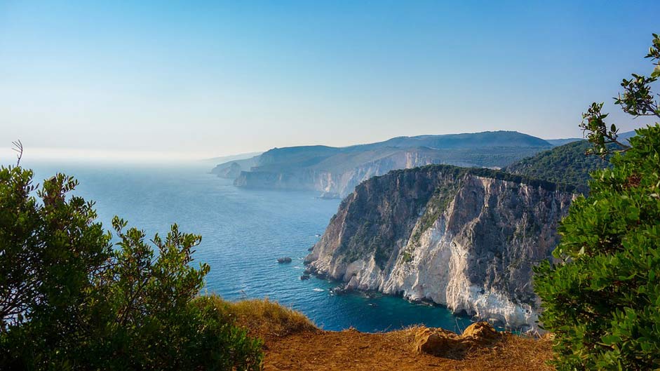Greece Rock Sea Cliff