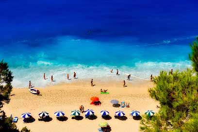 Greece Swimmers Seashore Beach Picture