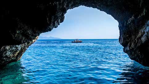 Cave Greece Blue-Caves Sea Picture