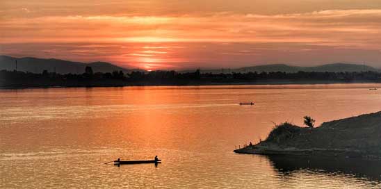 Dusk Sunset River Mekong Picture