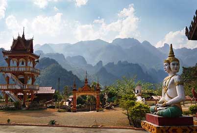 Laos Buddhist Mountains Temple Picture