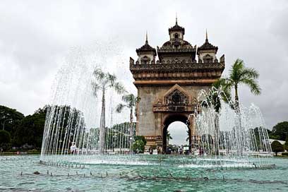 Laos Fountain Monument Vientiane Picture