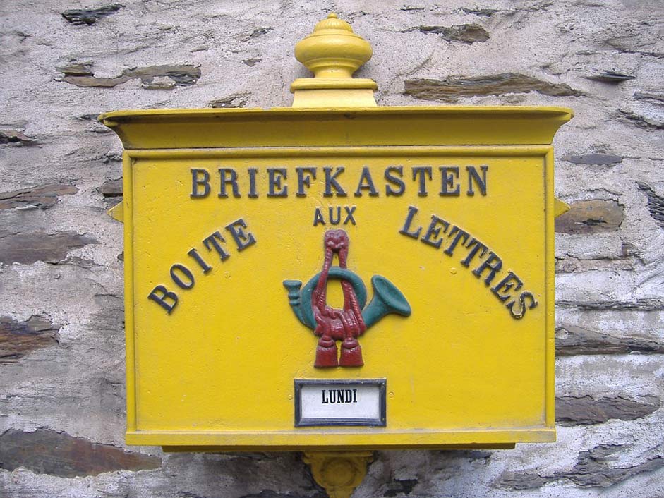 Luxembourg Post Yellow Mailbox