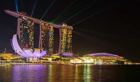 Singapore Architecture Laser-Show Night Picture