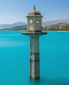 Watchtower Lighthouse Turquoise-Water Lake Picture