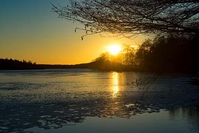 Sunset Ice Melting Spring Picture