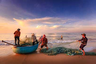 Fishermen Asia Sea Fishing Picture