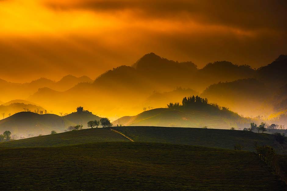 Mountains Dusk Sunset Vietnam