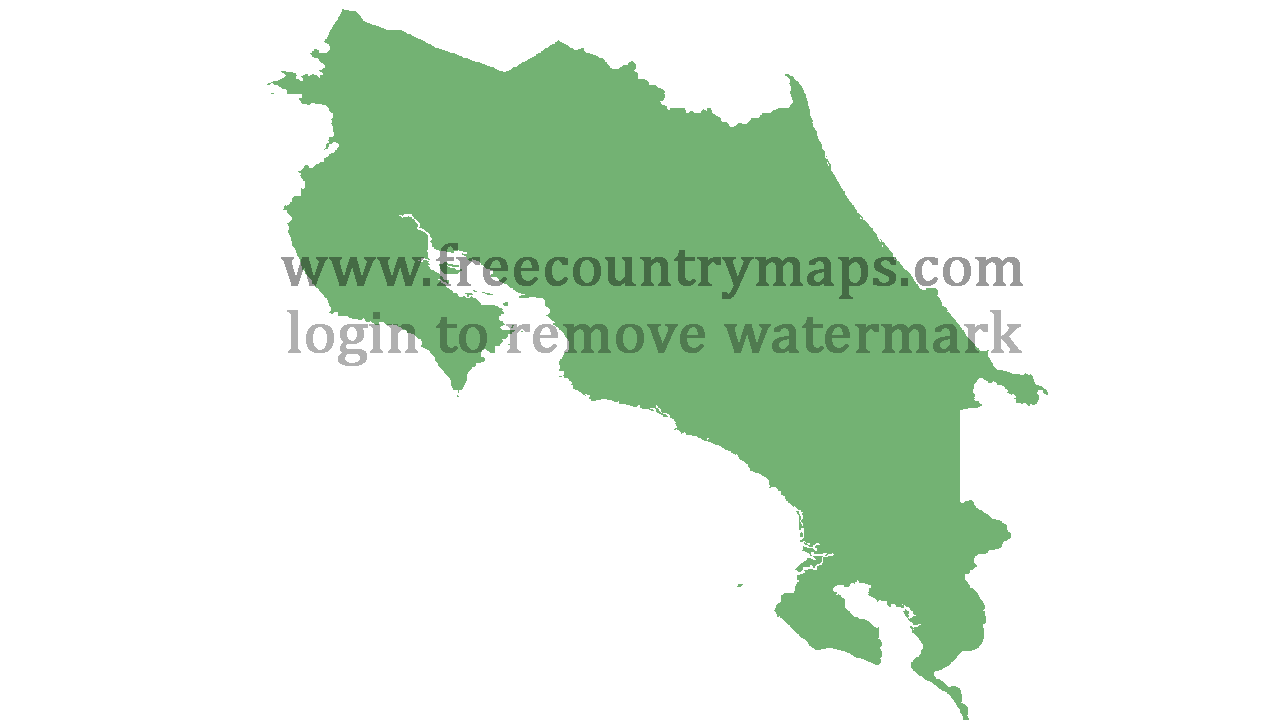 Transparent Blank Map of Costa Rica