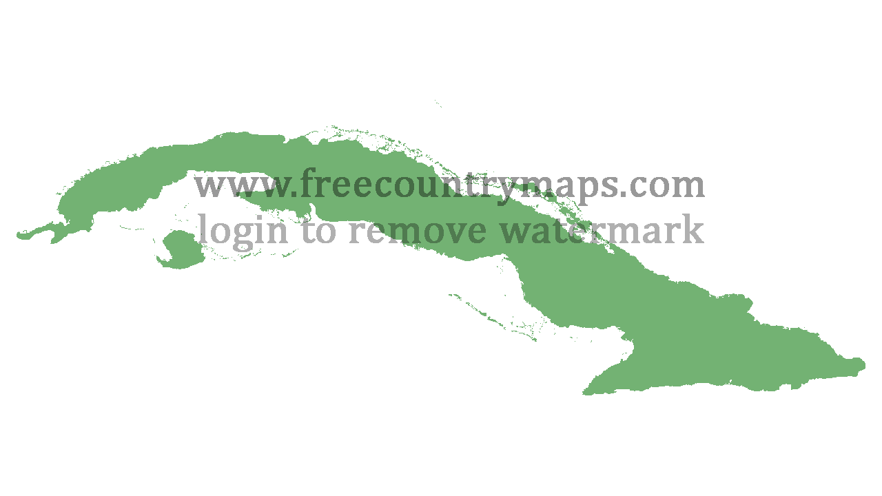 Transparent Blank Map of Cuba