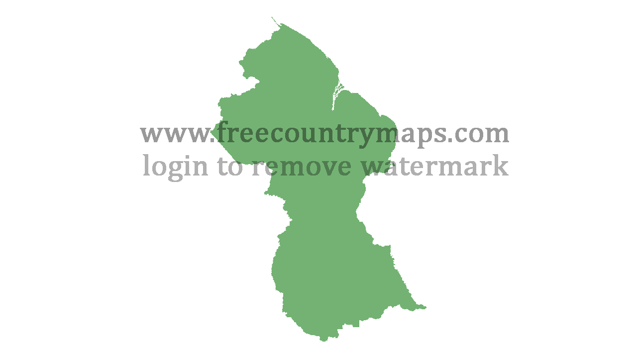 Transparent Blank Map of Guyana