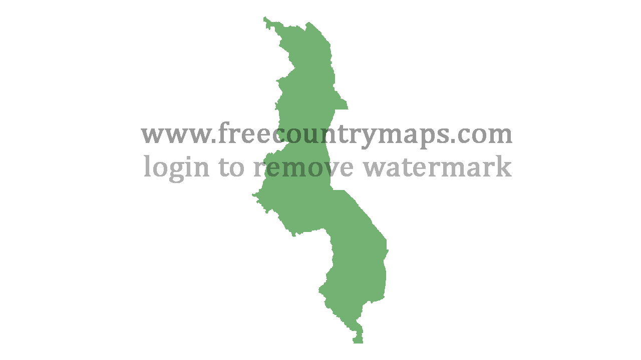 Transparent Blank Map of Malawi