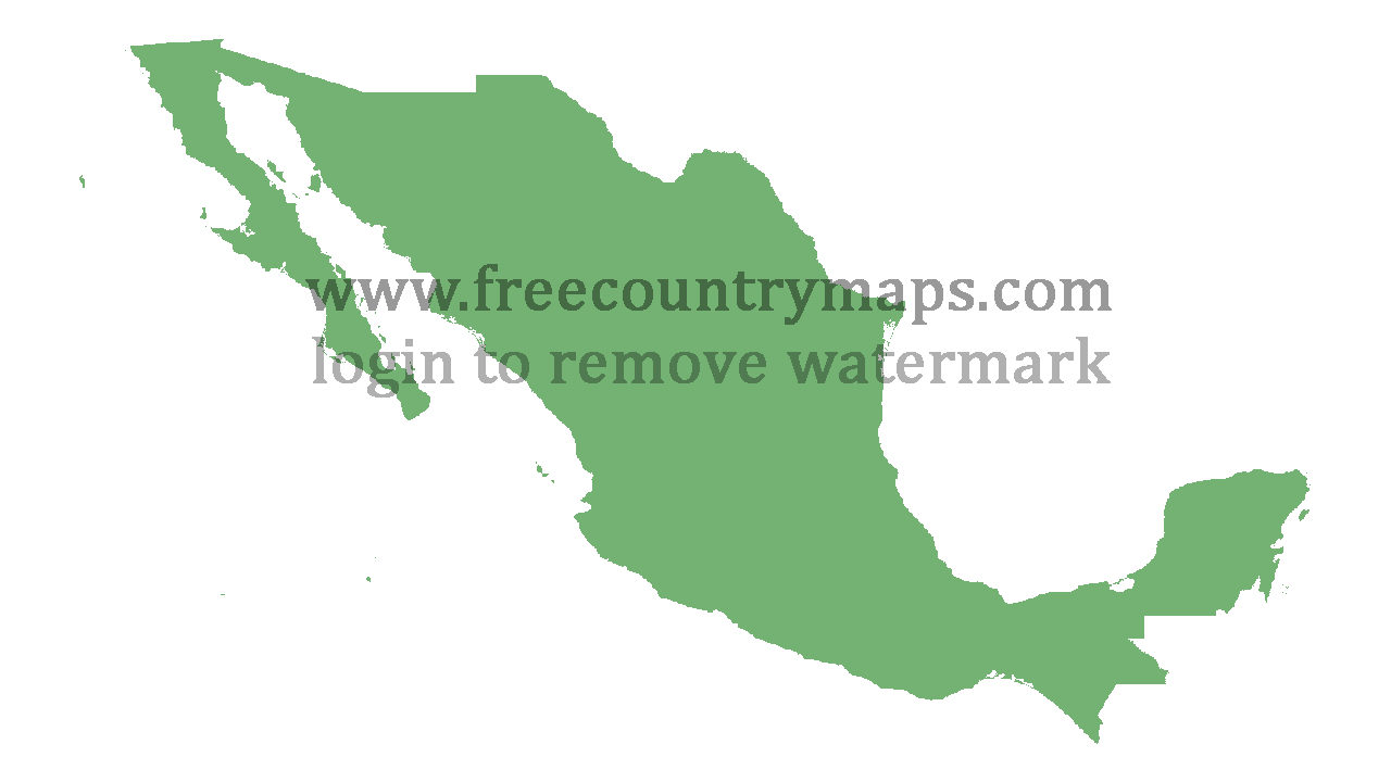 Transparent Blank Map of Mexico