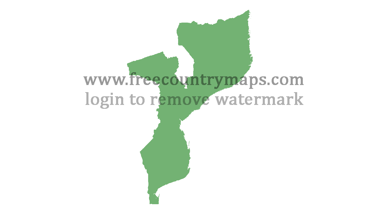 Transparent Blank Map of Mozambique