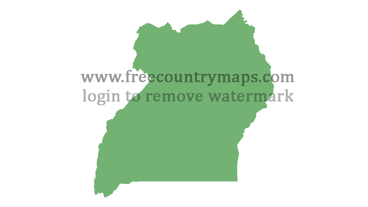 Transparent Blank Map of Uganda