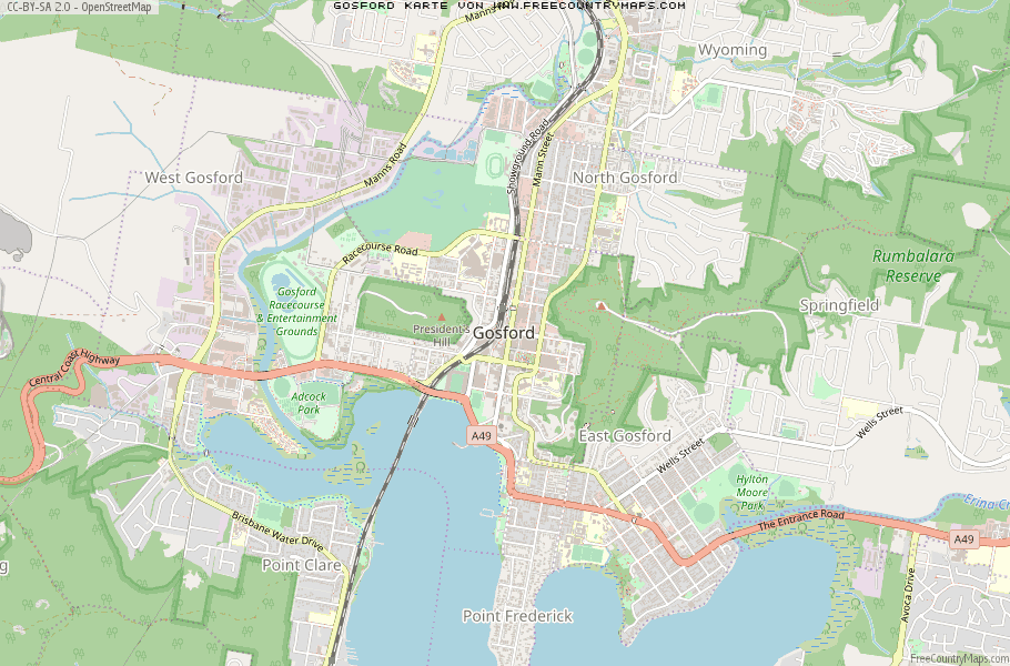 Karte Von Gosford Australien