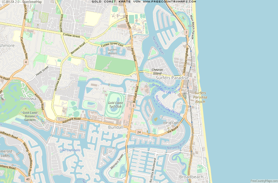Karte Von Gold Coast Australien