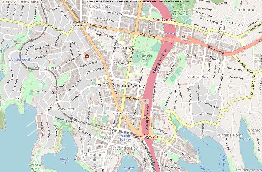 Karte Von North Sydney Australien