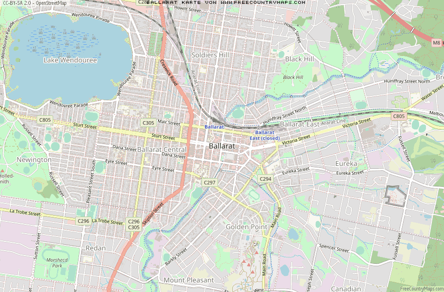 Karte Von Ballarat Australien
