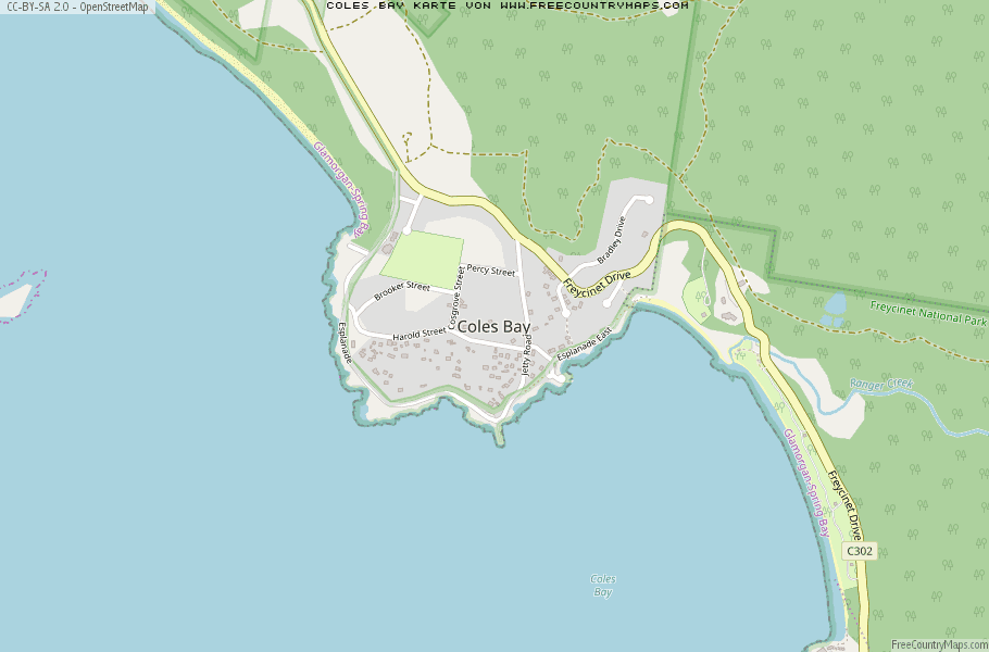 Karte Von Coles Bay Australien
