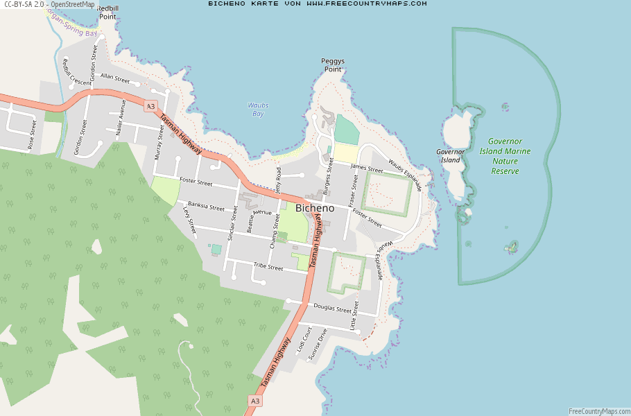 Karte Von Bicheno Australien