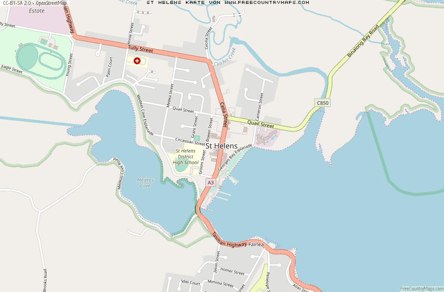 Karte Von St Helens Australien
