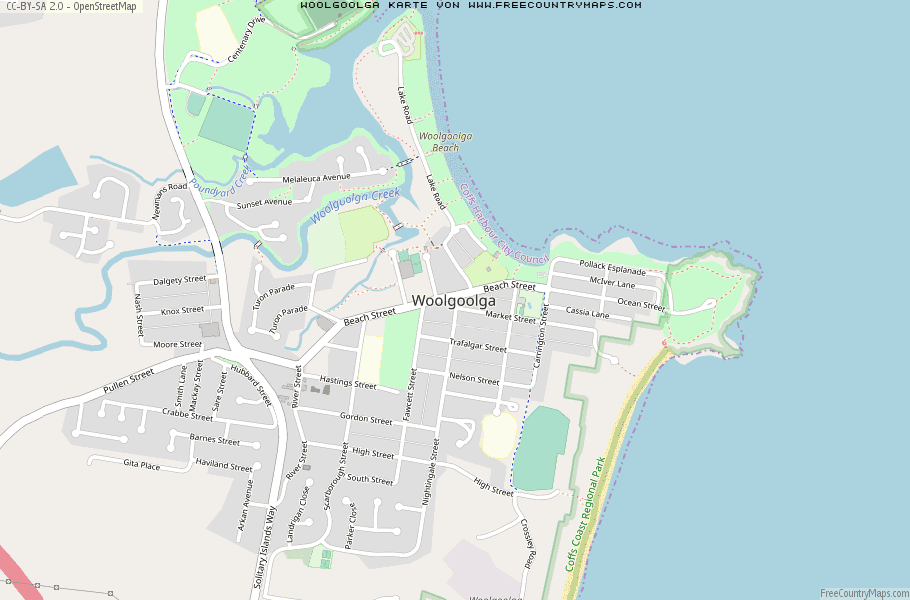 Karte Von Woolgoolga Australien