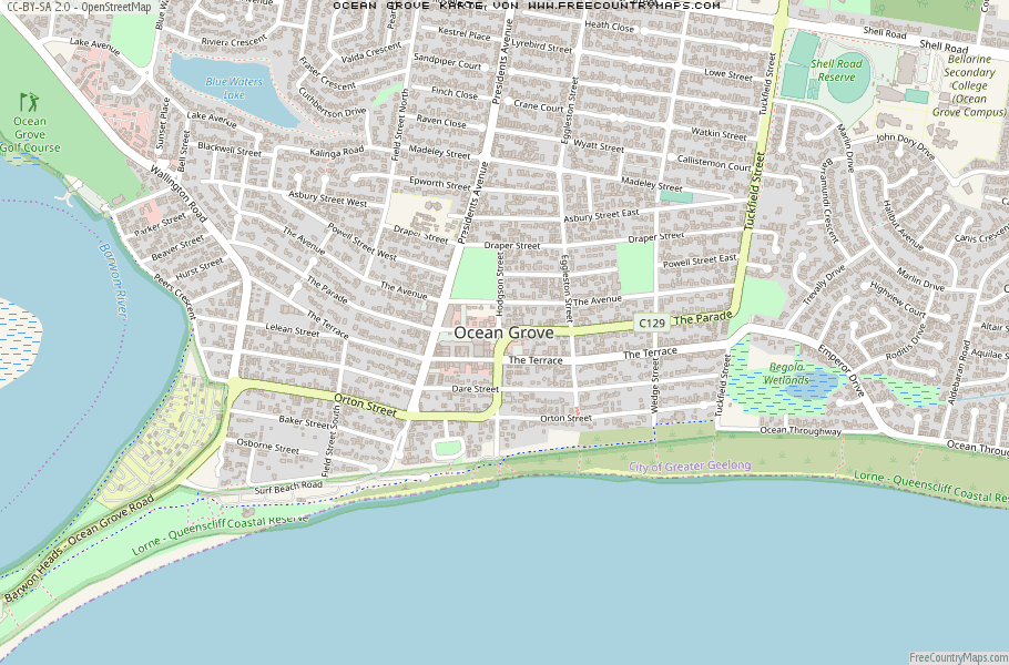 Karte Von Ocean Grove Australien