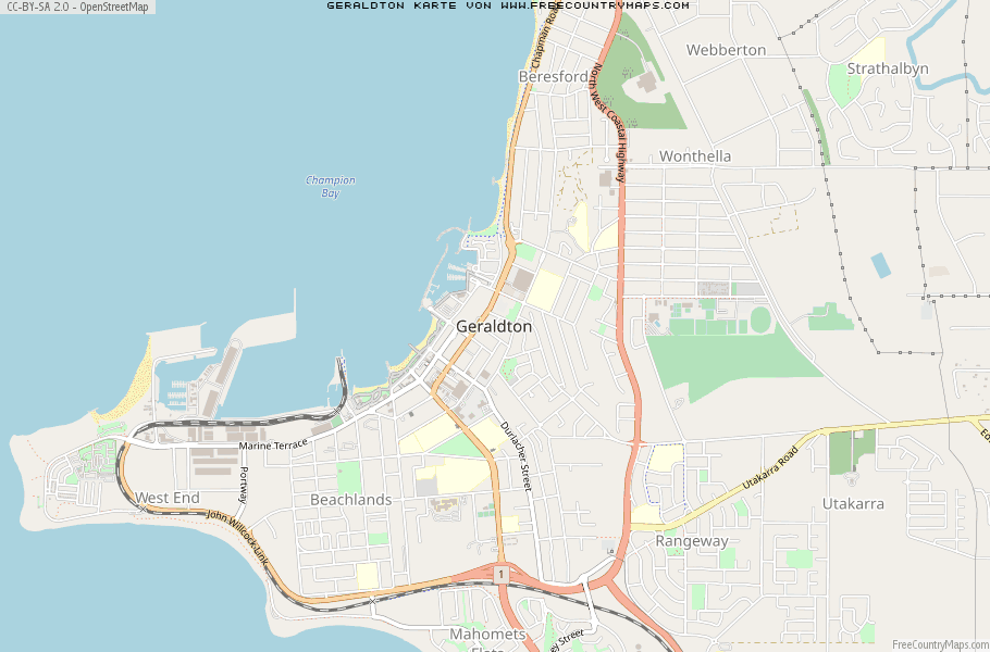 Karte Von Geraldton Australien