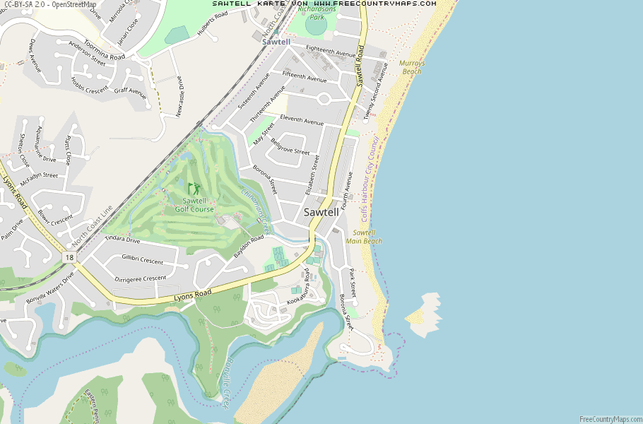 Karte Von Sawtell Australien