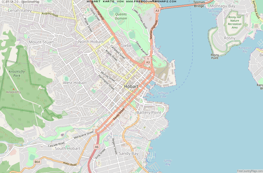 Karte Von Hobart Australien