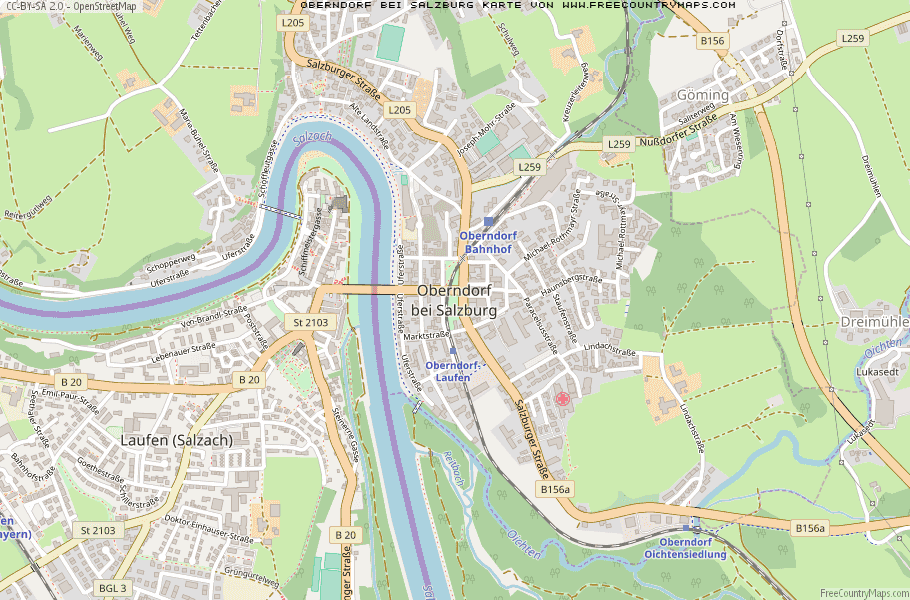 Karte Von Oberndorf bei Salzburg Deutschland