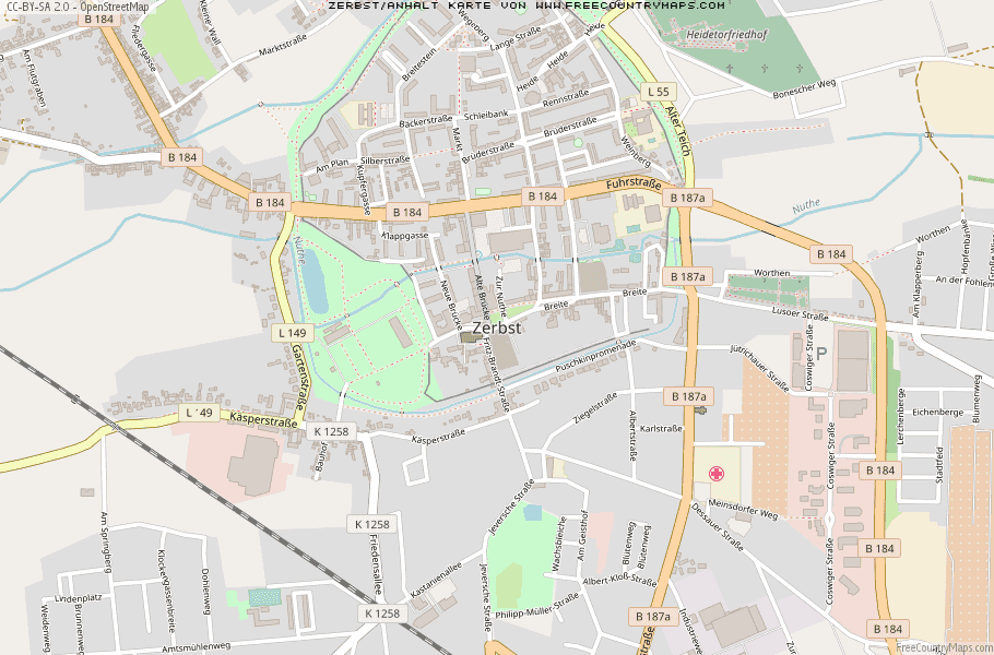 Karte Von Zerbst/Anhalt Deutschland