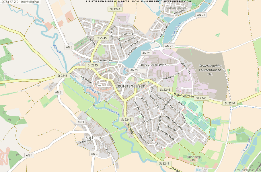 Karte Von Leutershausen Deutschland