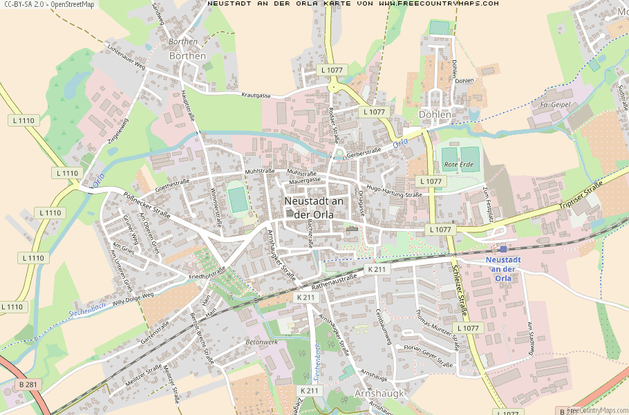 Karte Von Neustadt an der Orla Deutschland