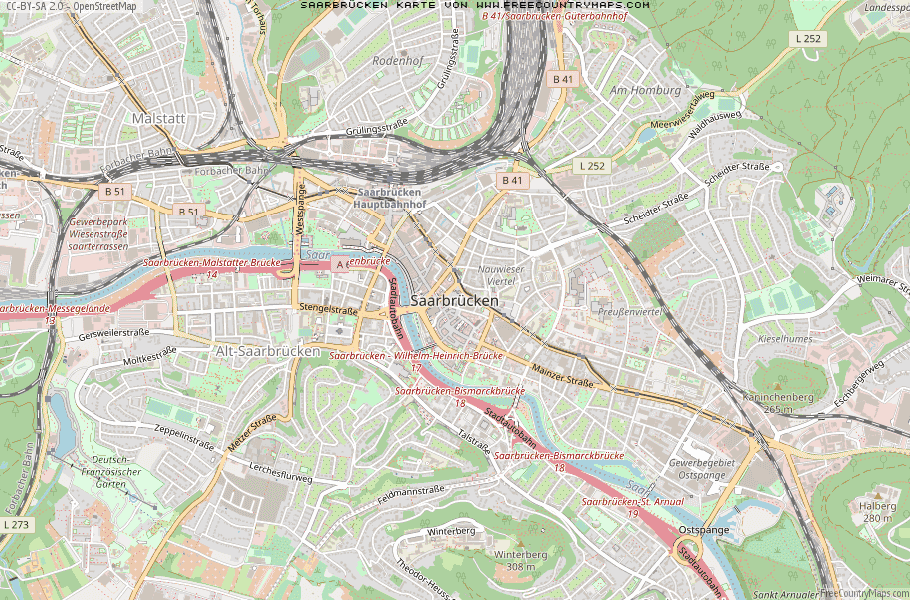 Karte Von Saarbrücken Deutschland