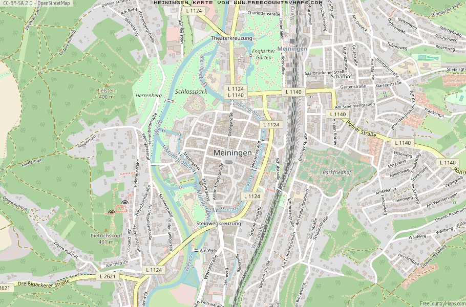 Karte Von Meiningen Deutschland