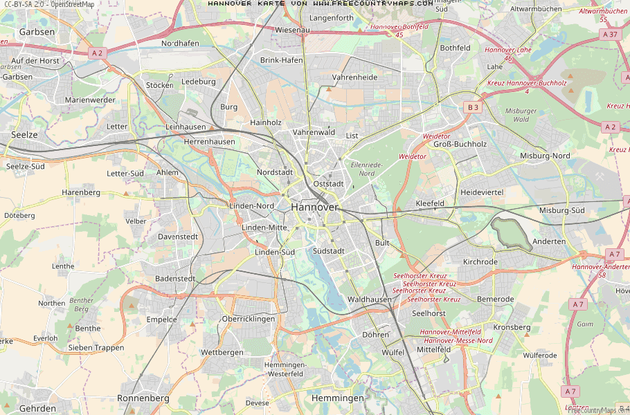 Karte Von Hannover Deutschland