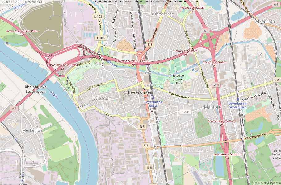 Karte Von Leverkusen Deutschland