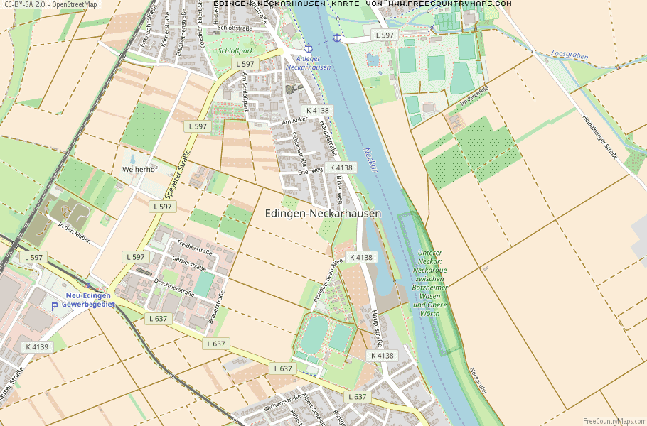 Karte Von Edingen-Neckarhausen Deutschland