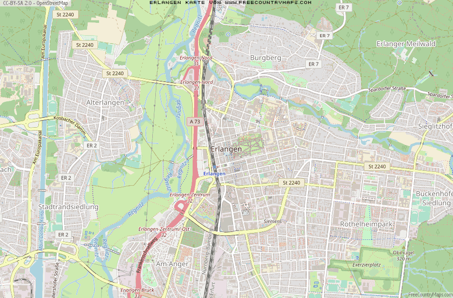 Karte Von Erlangen Deutschland