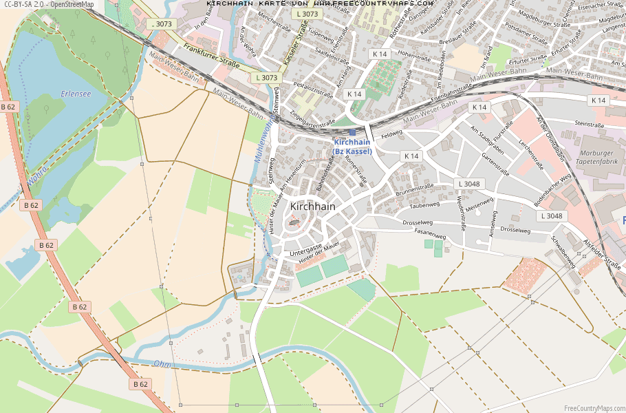 Karte Von Kirchhain Deutschland