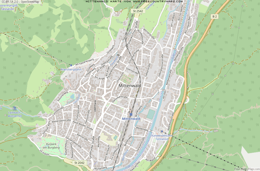Karte Von Mittenwald Deutschland