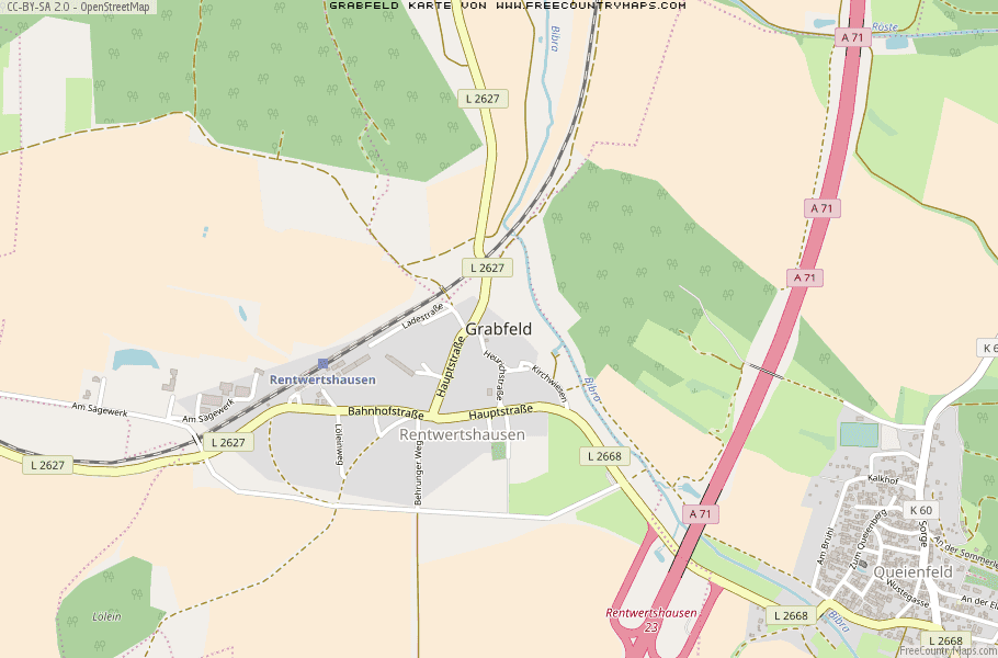 Karte Von Grabfeld Deutschland