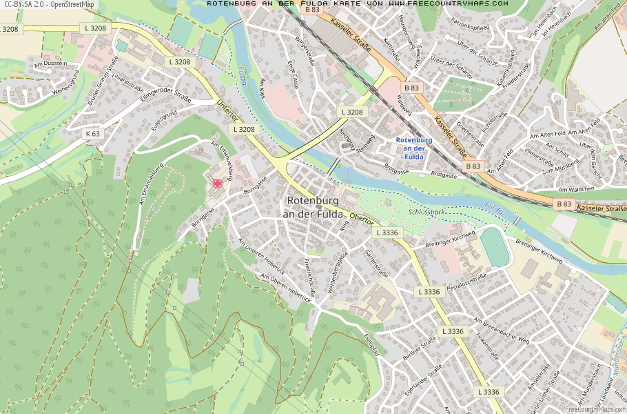 Karte Von Rotenburg an der Fulda Deutschland